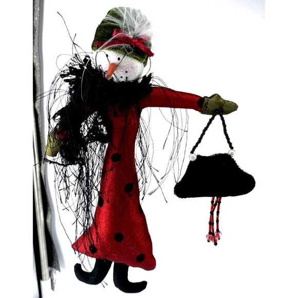 Snow Lady Snow Woman Snowman Plush Whimsical Christmas Ornament 8.5" - Picture 1 of 3